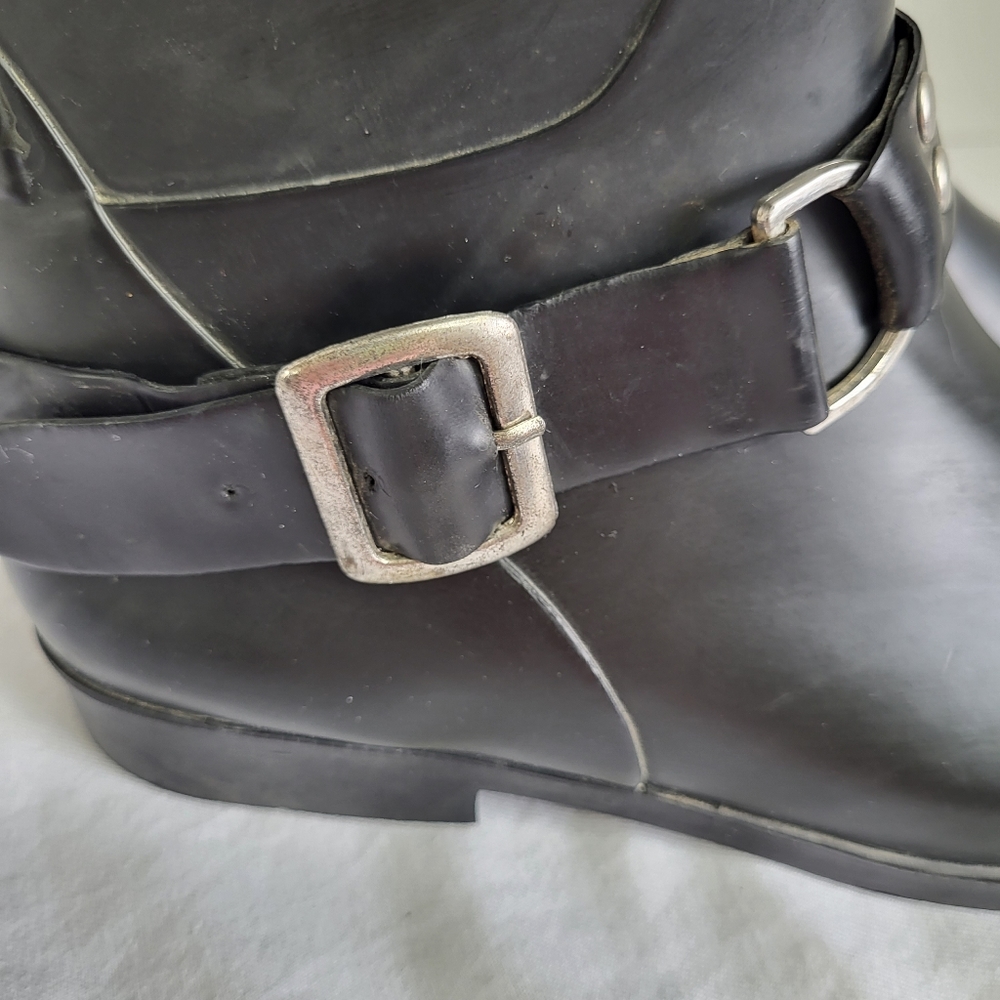 Pajar Moto Style Black Slip On Rain Boots Sz 5½ - Picture 10 of 15